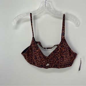 No Boundaries Leopard Print Brown and Black Bikini Top